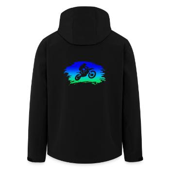 Motocross - Motorcycle Enduro Dirtbike Gift - Men’s Recycled Softshell Jacket by Stanley/Stella - black - Back - AI Model Male 185 light (185cm)
