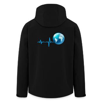 Geschenk Heartbeat Erde Welt Planet - Recycelte Männer Softshell-Jacke von Stanley/Stella - Schwarz - Hinten - AI Model Male 185 light (185cm)