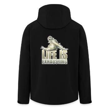shirt motiv faultier chillen neu - Recycelte Männer Softshell-Jacke von Stanley/Stella - Schwarz - Hinten - AI Model Male 185 light (185cm)