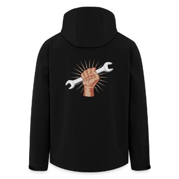 Starker Bastler! Schraubenschluessel Mechaniker - Recycelte Männer Softshell-Jacke von Stanley/Stella - Schwarz - Hinten - AI Model Male 185 light (185cm)