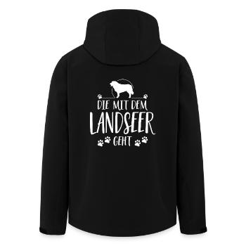 DIE MIT DEM LANDSEER GEHT Hunde Spruch Wilsigns - Recycelte Männer Softshell-Jacke von Stanley/Stella - Schwarz - Hinten - AI Model Male 185 light (185cm)