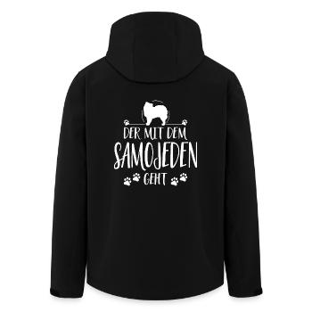DER MIT SAMOJEDEN GEHT Hunde Spruch Wilsigns - Recycelte Männer Softshell-Jacke von Stanley/Stella - Schwarz - Hinten - AI Model Male 185 light (185cm)