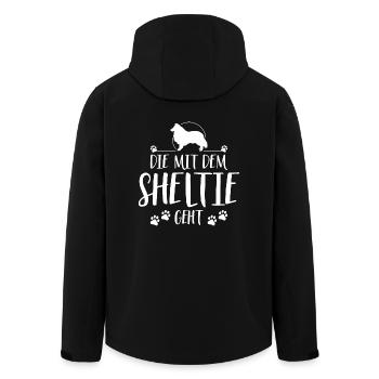 DIE MIT SHELTIE GEHT Hunde Spruch Wilsigns - Recycelte Männer Softshell-Jacke von Stanley/Stella - Schwarz - Hinten - AI Model Male 185 light (185cm)