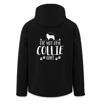 DIE MIT COLLIE Langhaar GEHT Hundespruch Wilsigns - Recycelte Männer Softshell-Jacke von Stanley/Stella - Schwarz - Hinten - AI Model Male 185 light (185cm)