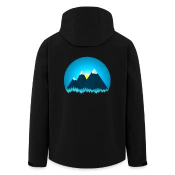 Mountains with snow in the forest at sunset - Men’s Recycled Softshell Jacket by Stanley/Stella - black - Back - AI Model Male 185 light (185cm)