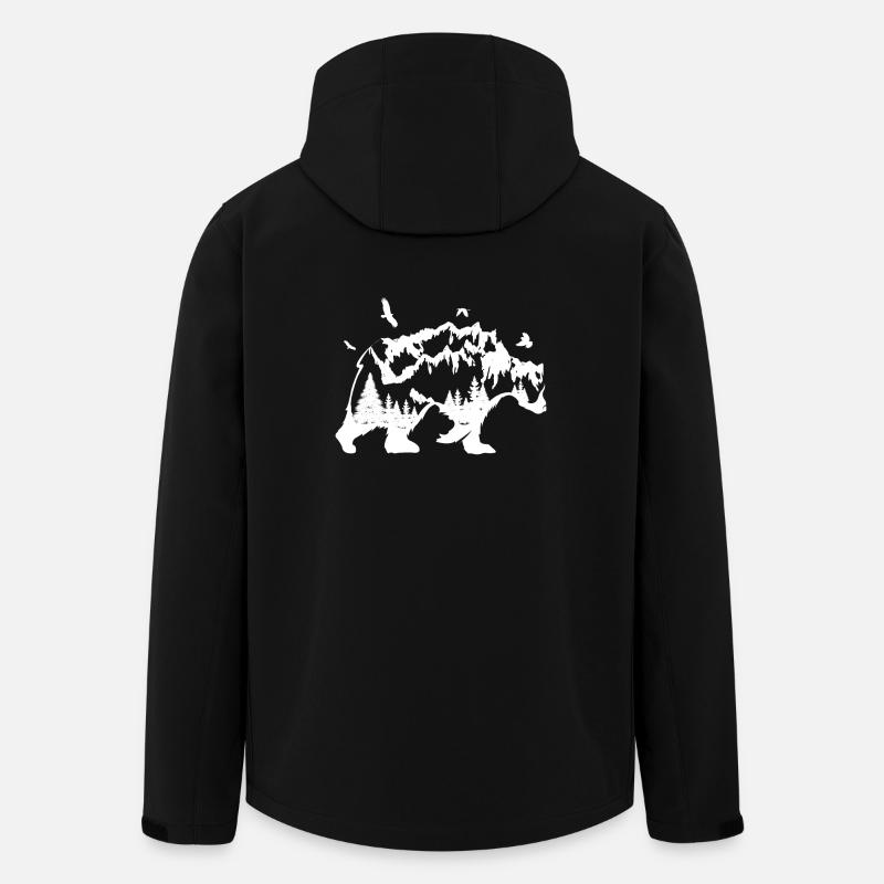Bär - Berge - Vögle Kunst Natur Geschenk Hipster - Recycelte Männer Softshell-Jacke von Stanley/Stella - Schwarz