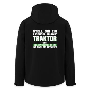 Landwirt - Leben ohne Traktor - Recycelte Männer Softshell-Jacke von Stanley/Stella - Schwarz - Hinten - AI Model Male 185 light (185cm)