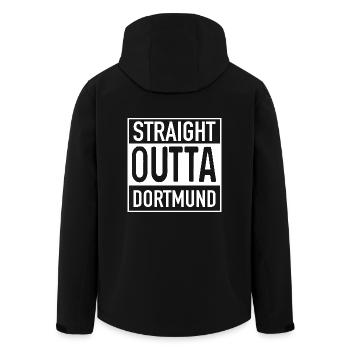 Straight OUTTA DORTMUND - Recycelte Männer Softshell-Jacke von Stanley/Stella - Schwarz - Hinten - AI Model Male 185 light (185cm)