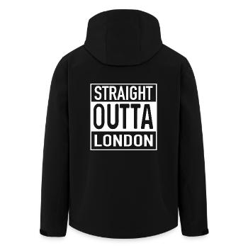 Straight OUTTA LONDON - Recycelte Männer Softshell-Jacke von Stanley/Stella - Schwarz - Hinten - AI Model Male 185 light (185cm)