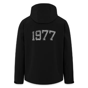 1977 Jahrgang - Recycelte Männer Softshell-Jacke von Stanley/Stella - Schwarz - Hinten - AI Model Male 185 light (185cm)