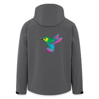 Hummingbird colorful vector graphic - Men’s Recycled Softshell Jacket by Stanley/Stella - black - Back - AI Model Male 185 light (185cm)