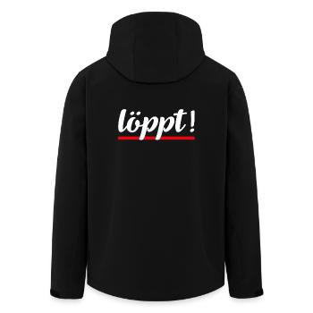 Löppt! | Läuft! | Plattdeutsch norddeutsch Norden - Recycelte Männer Softshell-Jacke von Stanley/Stella - Schwarz - Hinten - AI Model Male 185 light (185cm)