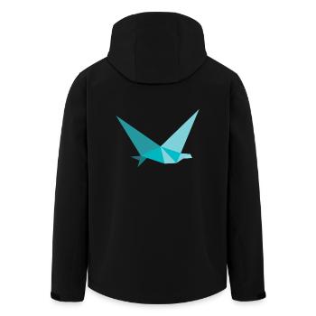 Vogel Schwalbe Origami Polygon - Recycelte Männer Softshell-Jacke von Stanley/Stella - Schwarz - Hinten - AI Model Male 185 light (185cm)