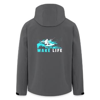 Wakeboarder cadeau wakeboard ski nautique - Veste softshell homme en polyester recyclé Stanley/Stella - noir - Dos - AI Model Male 185 light (185cm)