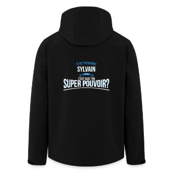 Sylvain super pouvoir cadeau - Veste softshell homme en polyester recyclé Stanley/Stella - noir - Dos - AI Model Male 185 light (185cm)