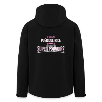 Puéricultrice super pouvoir cadeau - Veste softshell homme en polyester recyclé Stanley/Stella - noir - Dos - AI Model Male 185 light (185cm)