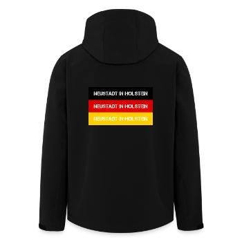 CITY NEUSTADT IN HOLSTEIN, GERMANY - Men’s Recycled Softshell Jacket by Stanley/Stella - black - Back - AI Model Male 185 light (185cm)
