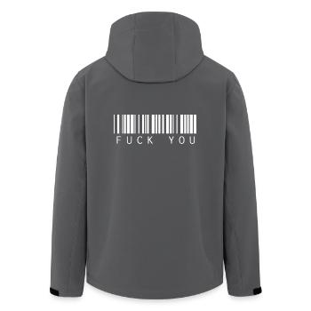 Fuck You Fuck Off Barcode Barcode Cool Quote - Men’s Recycled Softshell Jacket by Stanley/Stella - anthracite - Back - AI Model Male 185 light (185cm)