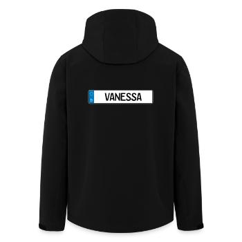 Vanessa Namensschild Geschenk - Recycelte Männer Softshell-Jacke von Stanley/Stella - Schwarz - Hinten - AI Model Male 185 light (185cm)