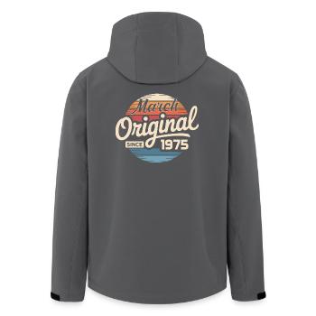 Legendary since march 1975 - Men’s Recycled Softshell Jacket by Stanley/Stella - anthracite - Back - AI Model Male 185 light (185cm)