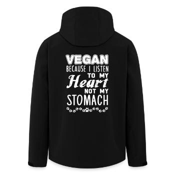 Vegan Because I Listen To My Heart - Men’s Recycled Softshell Jacket by Stanley/Stella - black - Back - AI Model Male 185 light (185cm)