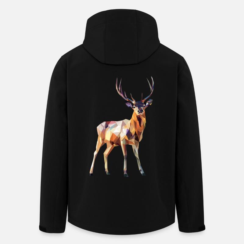 Geometric Deer – Modern Polygon Design - Men’s Recycled Softshell Jacket by Stanley/Stella - black