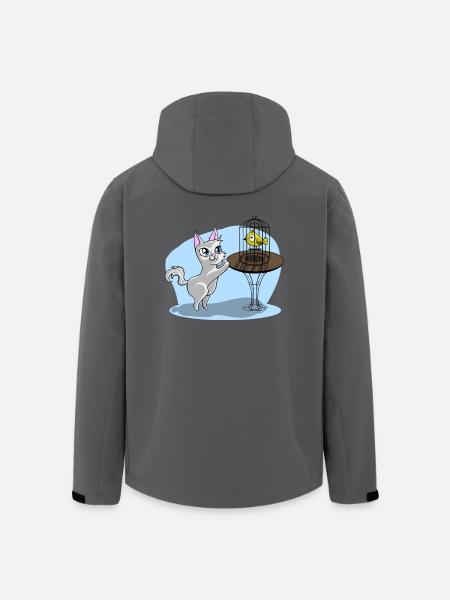 Katze mit Vogel - Recycelte Männer Softshell-Jacke von Stanley/Stella - Schwarz