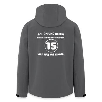 15. Geburtstag: Lustiger Spruch - Recycelte Männer Softshell-Jacke von Stanley/Stella - Schwarz - Hinten - AI Model Male 185 light (185cm)