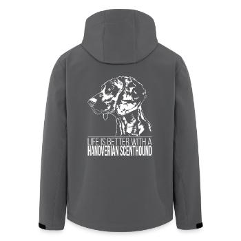 HANOVERIAN SCENTHOUND la vie est meilleure Hundespruch - Veste softshell homme en polyester recyclé Stanley/Stella - noir - Dos - AI Model Male 185 light (185cm)