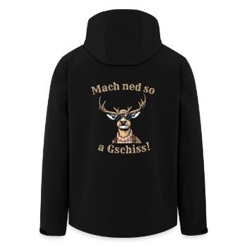 Mach ned so a Gschiss bayerischer Spruch Dialekt - Recycelte Männer Softshell-Jacke von Stanley/Stella - Schwarz - Hinten - AI Model Male 185 light (185cm)