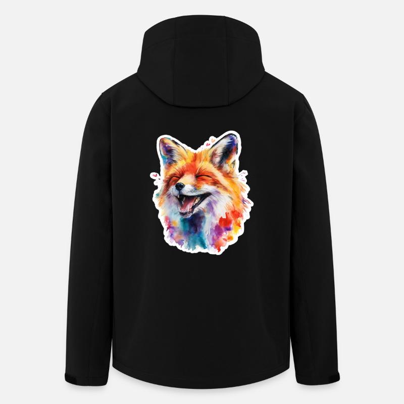 Bunter Fuchs in Aquarell - Recycelte Männer Softshell-Jacke von Stanley/Stella - Schwarz