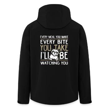 Pug Lover Shirt - Men’s Recycled Softshell Jacket by Stanley/Stella - black - Back - AI Model Male 185 light (185cm)