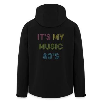 80 s of music - Men’s Recycled Softshell Jacket by Stanley/Stella - black - Back - AI Model Male 185 light (185cm)