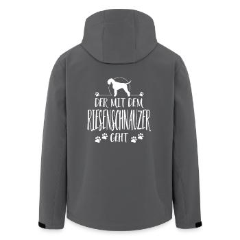 DER MIT RIESENSCHNAUZER GEHT Hunde Spruch Wilsigns - Recycelte Männer Softshell-Jacke von Stanley/Stella - Schwarz - Hinten - AI Model Male 185 light (185cm)