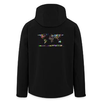 Abstrakte Weltkarte - Recycelte Männer Softshell-Jacke von Stanley/Stella - Schwarz - Hinten - AI Model Male 185 light (185cm)