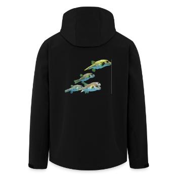 blowfish puffer fish fisherman fish animal animals - Men’s Recycled Softshell Jacket by Stanley/Stella - black - Back - AI Model Male 185 light (185cm)