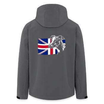 WHIPPET Union Jack Flag Dogs Wilsigns - Men’s Recycled Softshell Jacket by Stanley/Stella - anthracite - Back - AI Model Male 185 light (185cm)