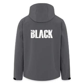 NOIR lettrage vintage en blanc - Veste softshell homme en polyester recyclé Stanley/Stella - noir - Dos - AI Model Male 185 light (185cm)