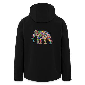 Elefant bunte Farbkleckse Geschenk Geschenkidee - Recycelte Männer Softshell-Jacke von Stanley/Stella - Schwarz - Hinten - AI Model Male 185 light (185cm)