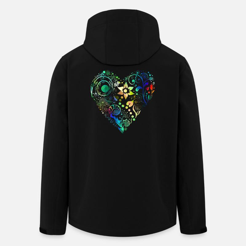 Flower Heart Rainbow - Men’s Recycled Softshell Jacket by Stanley/Stella - black