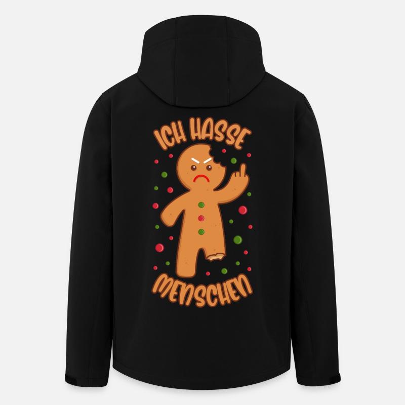 Lebkuchenmann Ich hasse Menschen Lustige Sprüche - Recycelte Männer Softshell-Jacke von Stanley/Stella - Schwarz