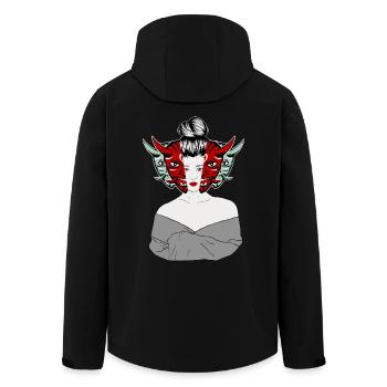 Japanese Demons Geisha - Men’s Recycled Softshell Jacket by Stanley/Stella - black - Back - AI Model Male 185 light (185cm)