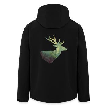 Deer in the forest - Men’s Recycled Softshell Jacket by Stanley/Stella - black - Back - AI Model Male 185 light (185cm)