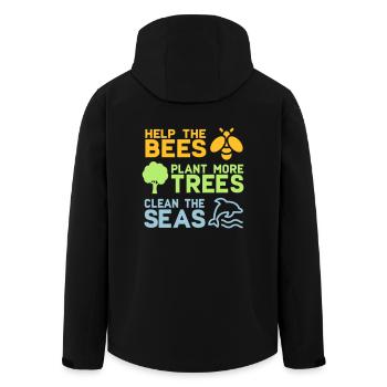 Help the Bees Plant More Trees | Wald Bäume Natur - Recycelte Männer Softshell-Jacke von Stanley/Stella - Schwarz - Hinten - AI Model Male 185 light (185cm)