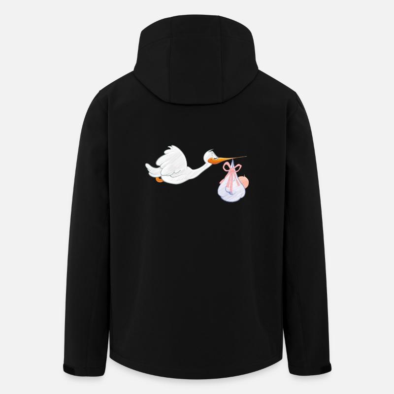 Storch mit Baby - Recycelte Männer Softshell-Jacke von Stanley/Stella - Schwarz