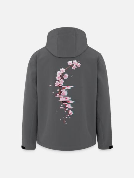 Glitch Kirschblüte moderner Blütenzweig - Recycelte Männer Softshell-Jacke von Stanley/Stella - Schwarz