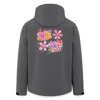 MAMA Grandes Fleurs et Nœud Rose | Style Rétro - Veste softshell homme en polyester recyclé Stanley/Stella - noir - Dos - AI Model Male 185 light (185cm)