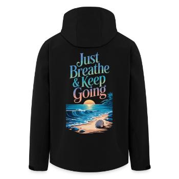 Motivation à la plage - Respirez profondément et continuez à marcher - Veste softshell homme en polyester recyclé Stanley/Stella - noir - Dos - AI Model Male 185 light (185cm)