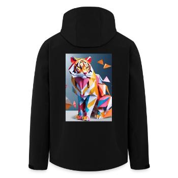 Origami Tiger - Recycelte Männer Softshell-Jacke von Stanley/Stella - Schwarz - Hinten - AI Model Male 185 light (185cm)