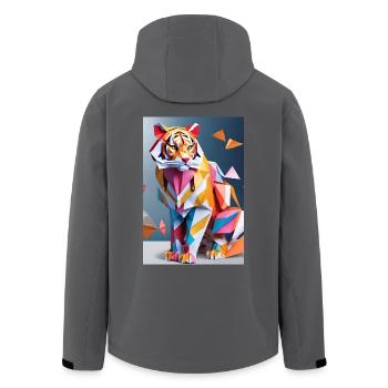 Tigre en origami - Veste softshell homme en polyester recyclé Stanley/Stella - charbon - Dos - AI Model Male 185 light (185cm)